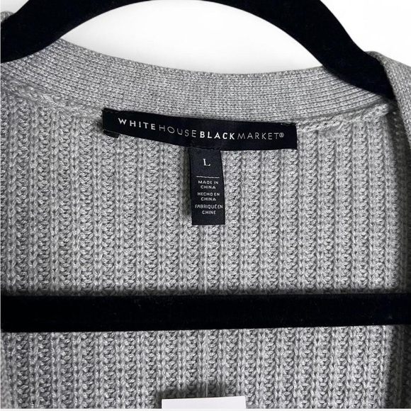 White House Black Market Grey Longline Cardigan Sweater, NWT, Size L - Picture 5 of 6